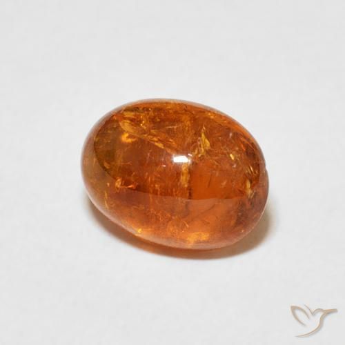 3.21 ct Orange Spessartite Garnet Stone, Natural Spessartite Garnet in Oval Cabochon Shape for Sale