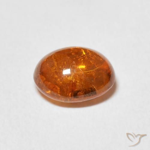 Spessartite Garnet Gemstone in 7.4 x 6.5 mm Size for Sale, Spessartite Garnet Stone in Medium Orange Color