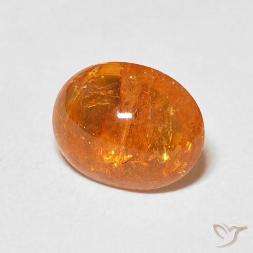 3.93 ct Orange Spessartite Garnet Stone, Natural Spessartite Garnet in Oval Cabochon Shape for Sale