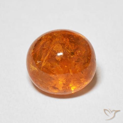 3.98 ct Orange Spessartite Garnet Gemstone, Spessartite Garnet Gem in Oval Cabochon Shape for Sale.