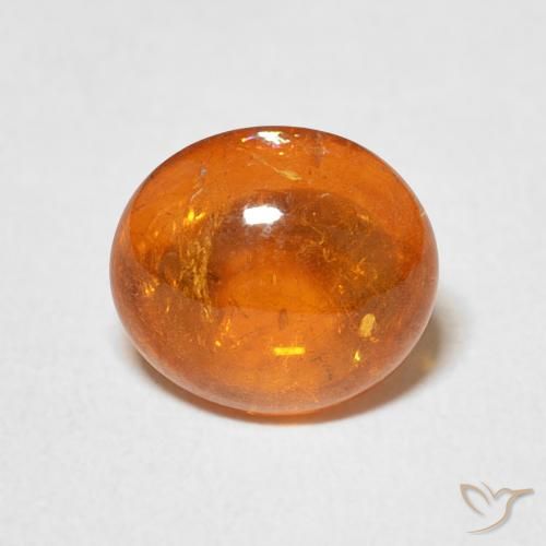3.36 ct Orange Spessartite Garnet Gemstone, Spessartite Garnet Gem in Oval Cabochon Shape for Sale.
