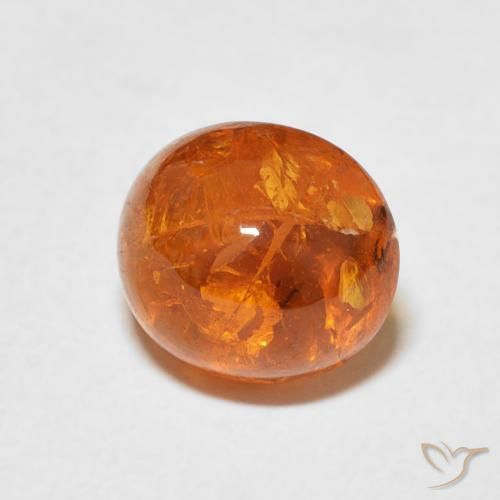 3.49 ct Orange Spessartite Garnet Stone, Natural Spessartite Garnet in Oval Cabochon Shape for Sale