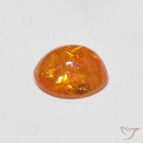 Spessartite Garnet Gemstone in 7.4 x 6.4 mm Size for Sale, Spessartite Garnet Stone in Amber Orange Color