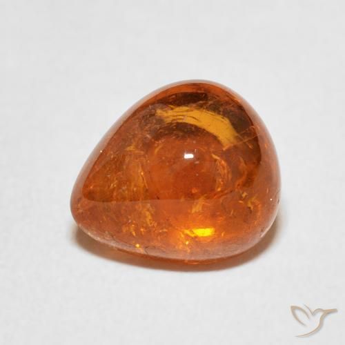 3.88 ct Orange Spessartite Garnet Stone, Natural Spessartite Garnet in Pear Cabochon Shape for Sale