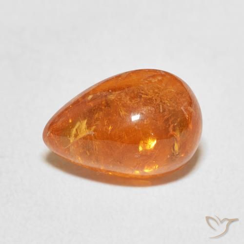 4.09ct Natural Amber Orange Spessartite Garnet, Pear Shape, Transparent