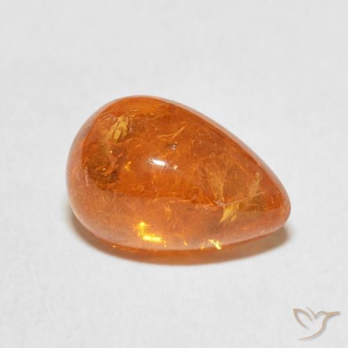 4.09 ct Orange Spessartite Garnet Stone, Natural Spessartite Garnet in Pear Cabochon Shape for Sale