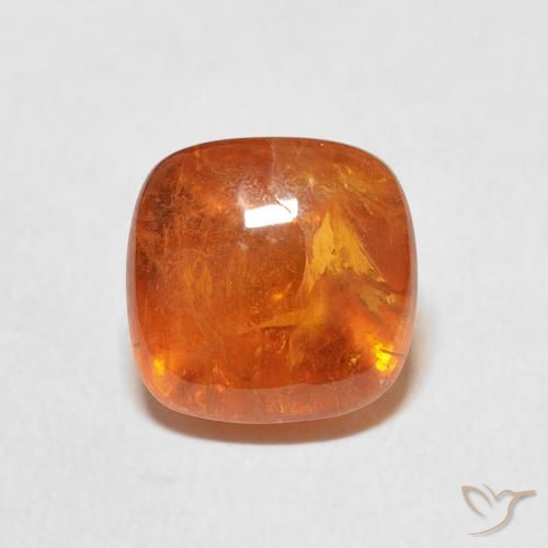 6.01ct Natural Medium Orange Spessartite Garnet, Cushion, Transparent