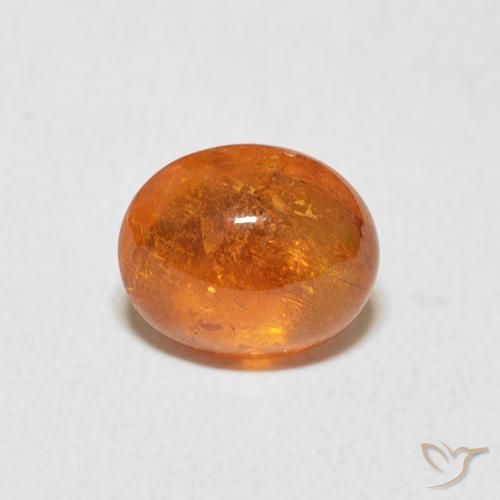 1.86 ct Orange Spessartite Garnet Gemstone, Spessartite Garnet Gem in Oval Cabochon Shape for Sale.