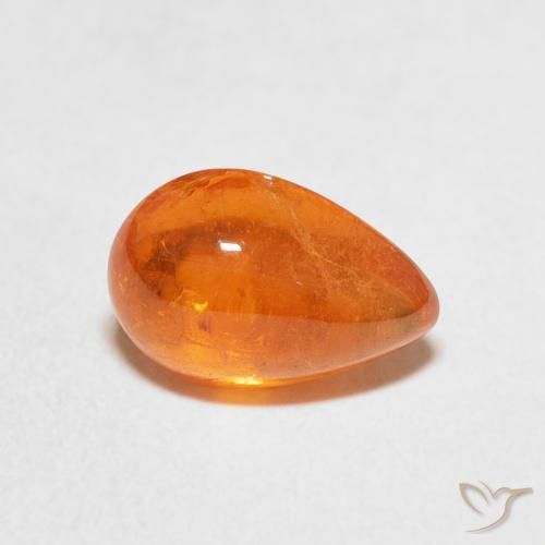 3.02 ct Orange Spessartite Garnet Stone, Natural Spessartite Garnet in Pear Cabochon Shape for Sale