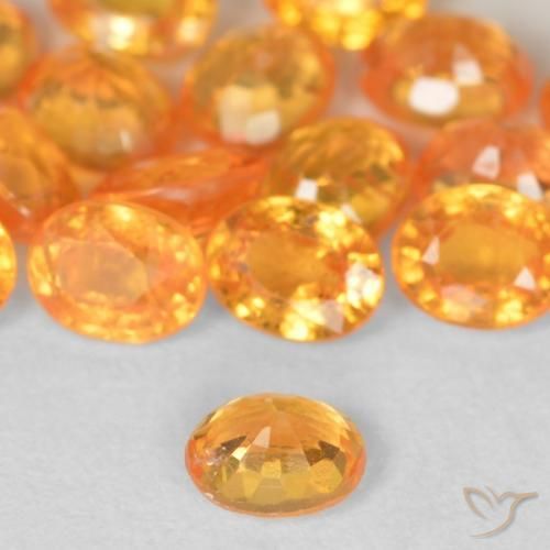 Spessartite Garnet Gemstones in 4 x 3.2 mm Size for Sale, Spessartite Garnet Stones in Bright Orange Color