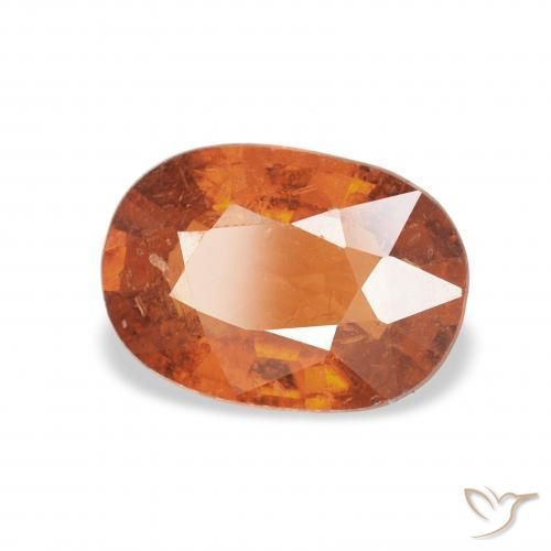 1.34 ct Orange Spessartite Garnet Stone, Natural Spessartite Garnet in Oval Facet Shape for Sale