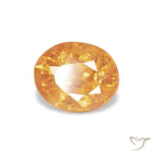 0.63 ct Golden Spessartite Garnet Stone, Natural Spessartite Garnet in Oval Facet Shape for Sale