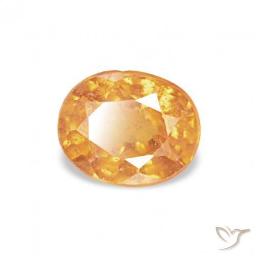 0.60 ct Golden Spessartite Garnet Stone, Natural Spessartite Garnet in Oval Facet Shape for Sale