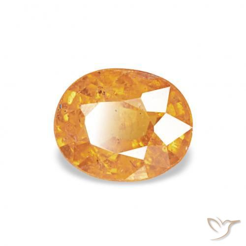0.61 ct Golden Spessartite Garnet Stone, Natural Spessartite Garnet in Oval Facet Shape for Sale