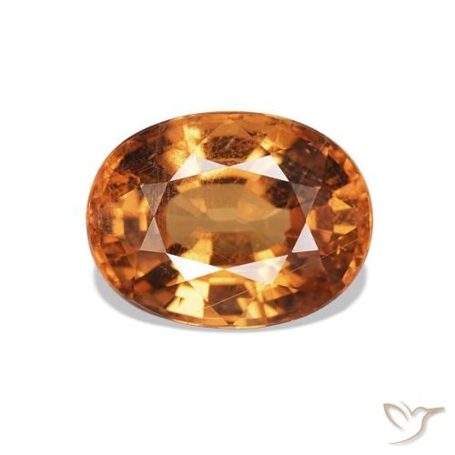 2.07 ct Orange Spessartite Garnet Gemstone, Spessartite Garnet Gem in Oval Facet Shape for Sale.