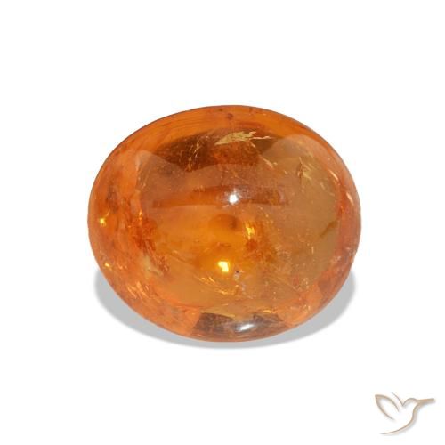 2.95 ct Orange Spessartite Garnet Gemstone, Spessartite Garnet Gem in Oval Cabochon Shape for Sale.