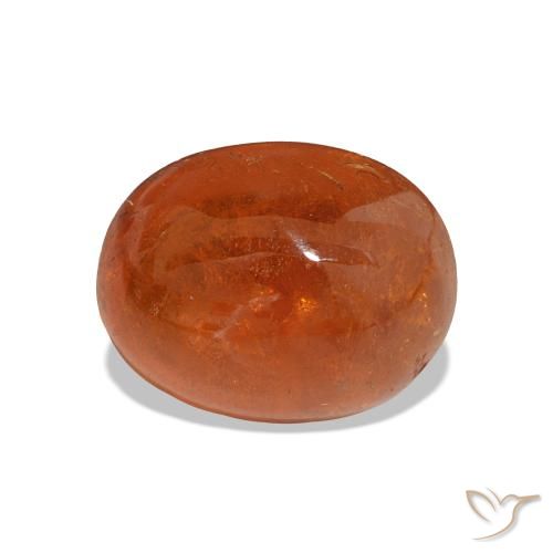 3.84 ct Orange Spessartite Garnet Gemstone, Spessartite Garnet Gem in Oval Cabochon Shape for Sale.