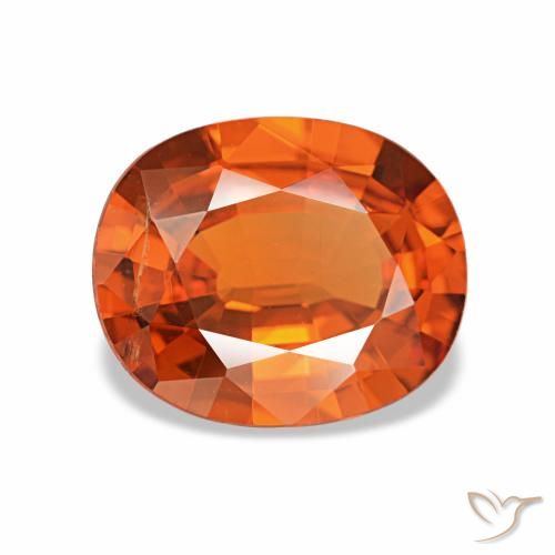 2.13 ct Orange Spessartite Garnet Gemstone, Spessartite Garnet Gem in Oval Facet Shape for Sale.