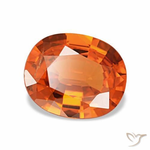 2.13 ct Orange Spessartite Garnet Stone, Natural Spessartite Garnet in Oval Facet Shape for Sale