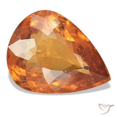 7.66 ct Orange Spessartite Garnet Stone, Natural Spessartite Garnet in Pear Facet Shape for Sale