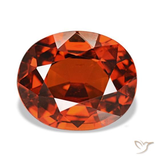 3.89 ct Red Spessartite Garnet Gemstone, Spessartite Garnet Gem in Oval Facet Shape for Sale.