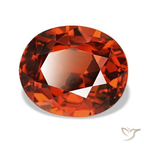 3.89 ct Red Spessartite Garnet Stone, Natural Spessartite Garnet in Oval Facet Shape for Sale