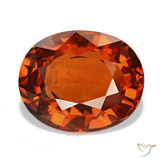3.55 ct Red Spessartite Garnet Gemstone, Spessartite Garnet Gem in Oval Facet Shape for Sale.