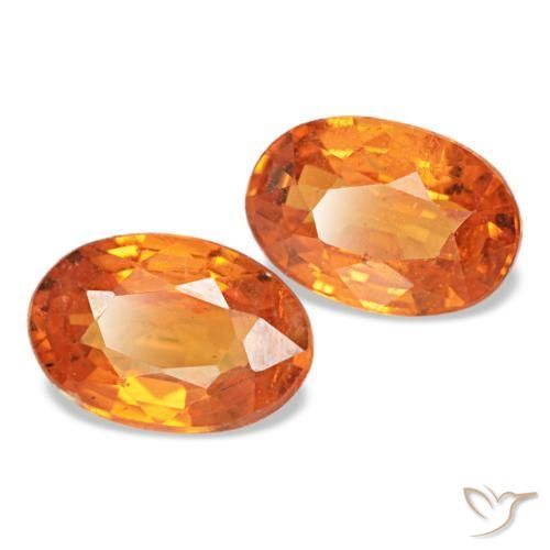 1.12 ctw Orange Spessartite Garnet Stones, Natural Spessartite Garnet in Oval Facet Shape for Sale