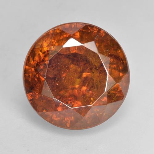 Orange foncé Sphalérite gemme - 11.3ct Facette ronde (ID: 219374)