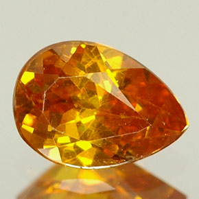 0.56 ct Orange Sphalerite Gemstone, Sphalerite Gem in Pear Facet Shape for Sale.
