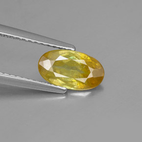 1.26 ct Yellow Sphalerite Gemstone, Sphalerite Gem in Oval Facet Shape for Sale.