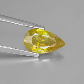 1.54 ct Yellow Sphalerite Gemstone, Sphalerite Gem in Pear Facet Shape for Sale.
