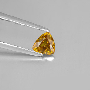0.62 ct Yellow Sphalerite Gemstone, Sphalerite Gem in Trillion Facet Shape for Sale.