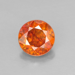 0.86 ct Orange Sphalerite Gemstone, Sphalerite Gem in Round Facet Shape for Sale.