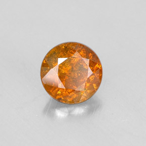0.57 ct Orange Sphalerite Stone, Natural Sphalerite in Round Facet Shape for Sale