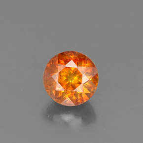 0.53 ct Orange Sphalerite Gemstone, Sphalerite Gem in Round Facet Shape for Sale.