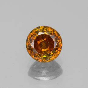 1.15 ct Orange Sphalerite Gemstone, Sphalerite Gem in Round Facet Shape for Sale.