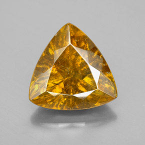 5.62 ct Yellow Sphalerite Gemstone, Sphalerite Gem in Trillion Facet Shape for Sale.