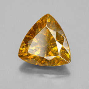 5.62 ct Yellow Sphalerite Stone, Natural Sphalerite in Trillion Facet Shape for Sale