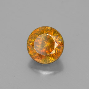 1.86 ct Orange Sphalerite Stone, Natural Sphalerite in Round Facet Shape for Sale