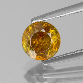 1.30 ct Orange Sphalerite Gemstone, Sphalerite Gem in Round Facet Shape for Sale.
