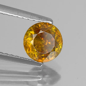 1.30 ct Orange Sphalerite Stone, Natural Sphalerite in Round Facet Shape for Sale