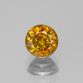 0.99 ct Yellow Sphalerite Gemstone, Sphalerite Gem in Round Facet Shape for Sale.