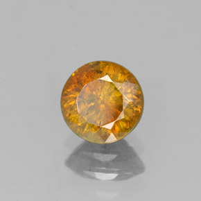 1.01 ct Orange Sphalerite Stone, Natural Sphalerite in Round Facet Shape for Sale