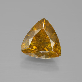 5.55 ct Gold Sphalerite Gemstone, Sphalerite Gem in Trillion Facet Shape for Sale.