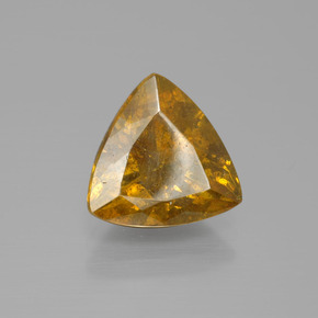 5.55 ct Gold Sphalerite Stone, Natural Sphalerite in Trillion Facet Shape for Sale