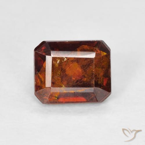 1.32ct Natural Dark Orange Sphalerite, Emerald Cut, I1