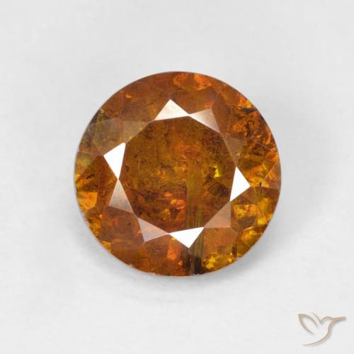 2.55 ct Orange Sphalerite, 8.5 mm Round Cut From Congo, Photo A