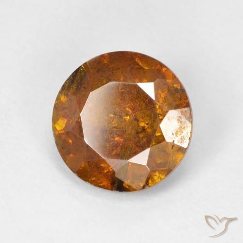 2.55 ct Orange Sphalerite Stone, Natural Sphalerite in Round Facet Shape for Sale