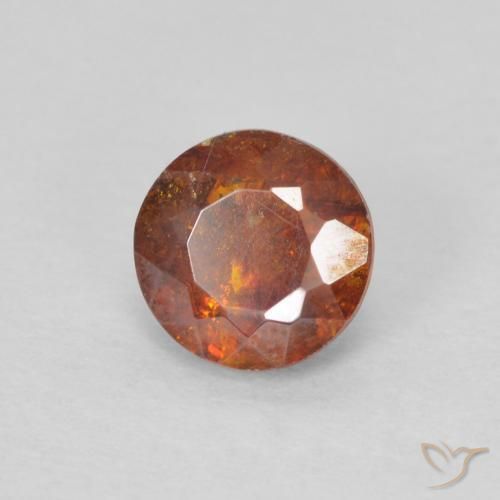 0.92 ct Orange Sphalerite Stone, Natural Sphalerite in Round Facet Shape for Sale